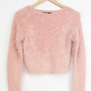 Hollister Blush Fuzzy Crew Neck Sweater